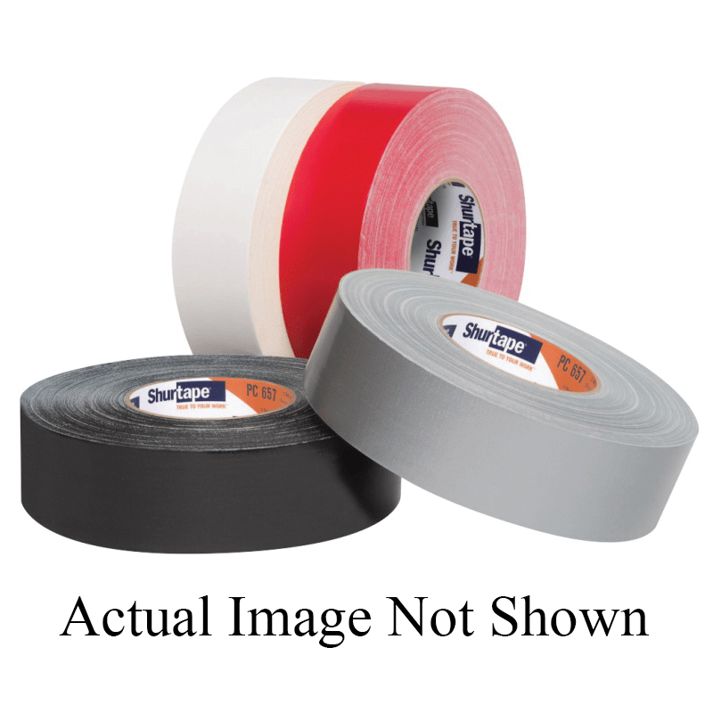 Shurtape® PC 657 101327 Cloth Duct Tape, 55 m L, 48 mm W, Polyethylene Film Backing, Black, 0.37 mm Thick