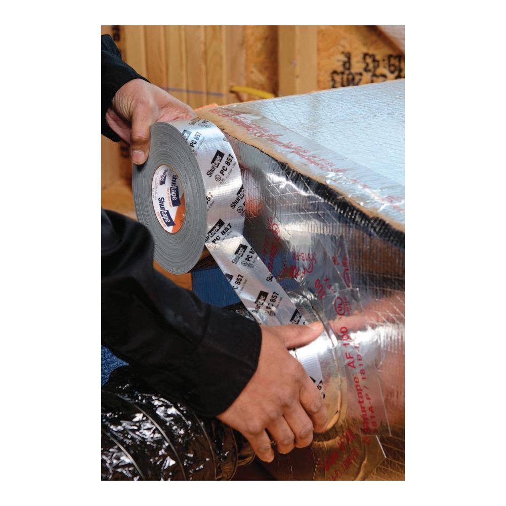 Shurtape® PC Series PC 857 Printed Cloth Duct Tape, 14 mil Thick, 1.88 in W, 60.1 yd L, Metalized Printed Silver