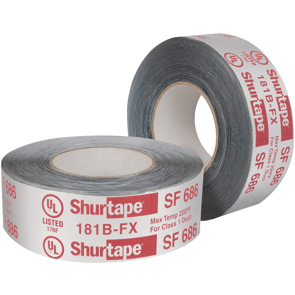 Shurtape® ShurMASTIC® SF 686 Foil Tape, 2 mil Thick, 3 in W, 100 ft L, Silver, Butyl Rubber Adhesive