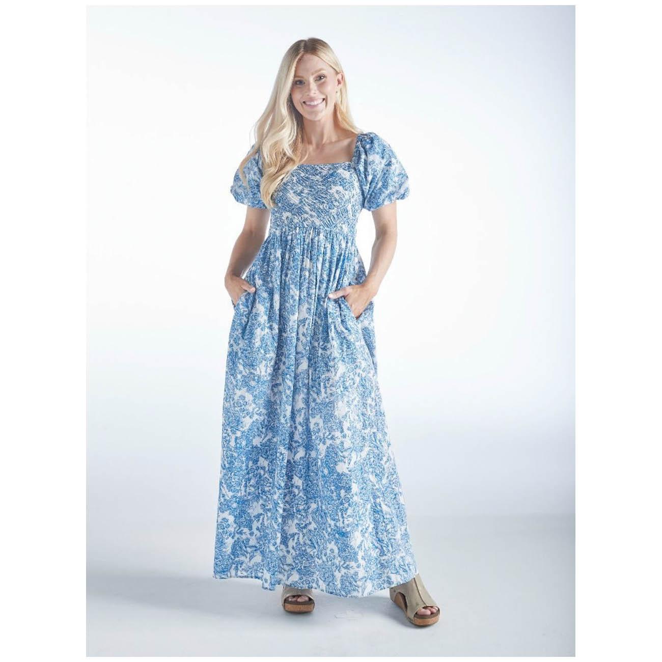 Simply Southern® 0125-DRS-MAXI-SMCK-BLUVNTG-S
