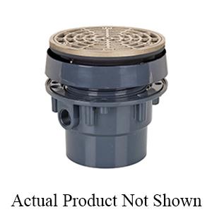 FinishLine&trade; 832 Adjustable Light-Duty PVC Floor Drain With Square Ring & Strainer, 3 inch x 4 inch, Hub, Polished Nickel Bronze