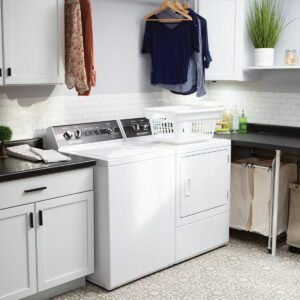 Speed Queen® DR5004WE 240V 30A 7 cu-ft 26-7/8 inch W x 28 inch D x 42-3/4 inch H Front Load Vented Electric Dryer with Steam Boost and Steam Refresh, Galvanized/White thumbnail 4