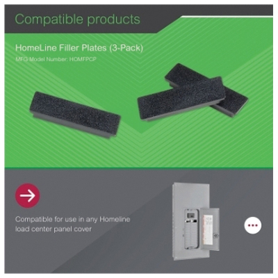 Square D Homeline PVC Filler Plate For Loadcenter and Circuit Breaker, 1 inch