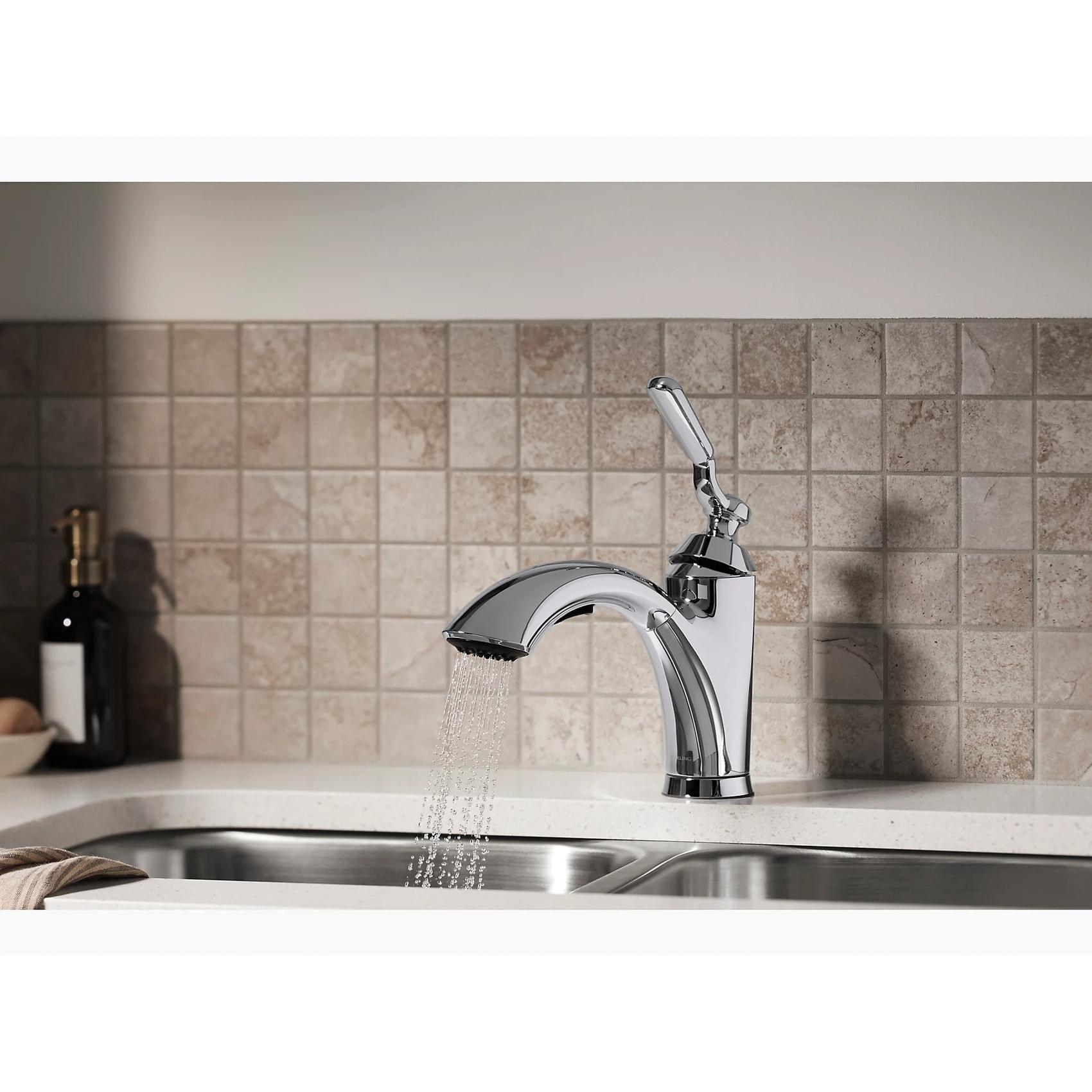 Sterling Plumbing Ludington™ 24273-VS 3/8 inch Compression 1.5 gpm 1-Lever Handle Metal Pull-Out Kitchen Faucet, Vibrant Stainless thumbnail 4