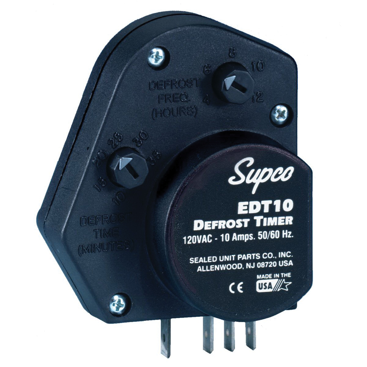 Supco® EDT EDT10 Defrost Timer, 10 - 35 min Adjustable Defrost, 120 VAC, 1/3 hp