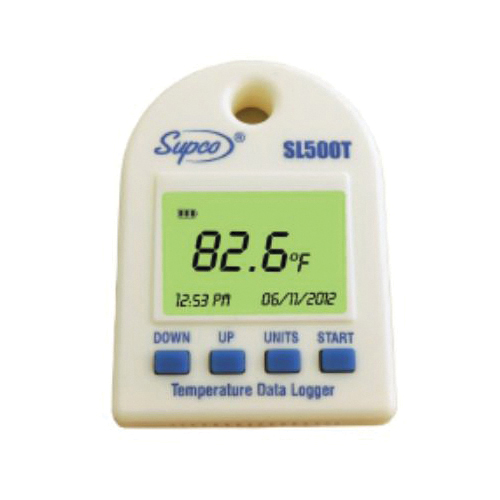 Supco® SL500T Temperature Data Logger, +/-0.9 deg F, +/-100 ppm Accuracy, 5 MB Memory, 0 to 120 deg F