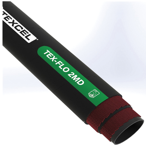 TEXCEL® FLO-2MD-1.5-100 Medium-Duty 2-Ply Water Discharge Hose, 1-1/2 in Nominal, 100 ft L, 150 psi, EPDM/SBR Tube