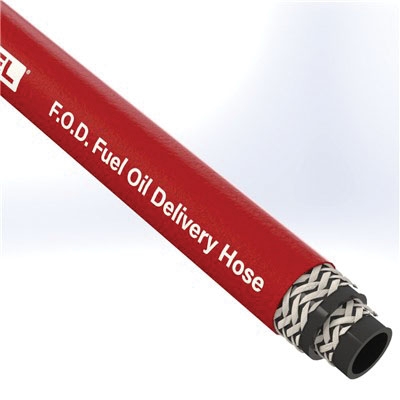 TEXCEL® FOD-20-100 Fuel Oil Delivery Hose, 1-1/4 in ID, 1-51/64 in OD, 100 ft L, 250 psi Pressure, NBR Tube, Red