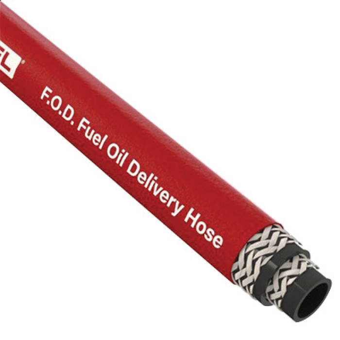 TEXCEL® FOD-20-150 Fuel Oil Delivery Hose, 1-1/4 in ID, 1.79 in OD, 150 ft L, 250 psi Pressure, NBR Tube, Red