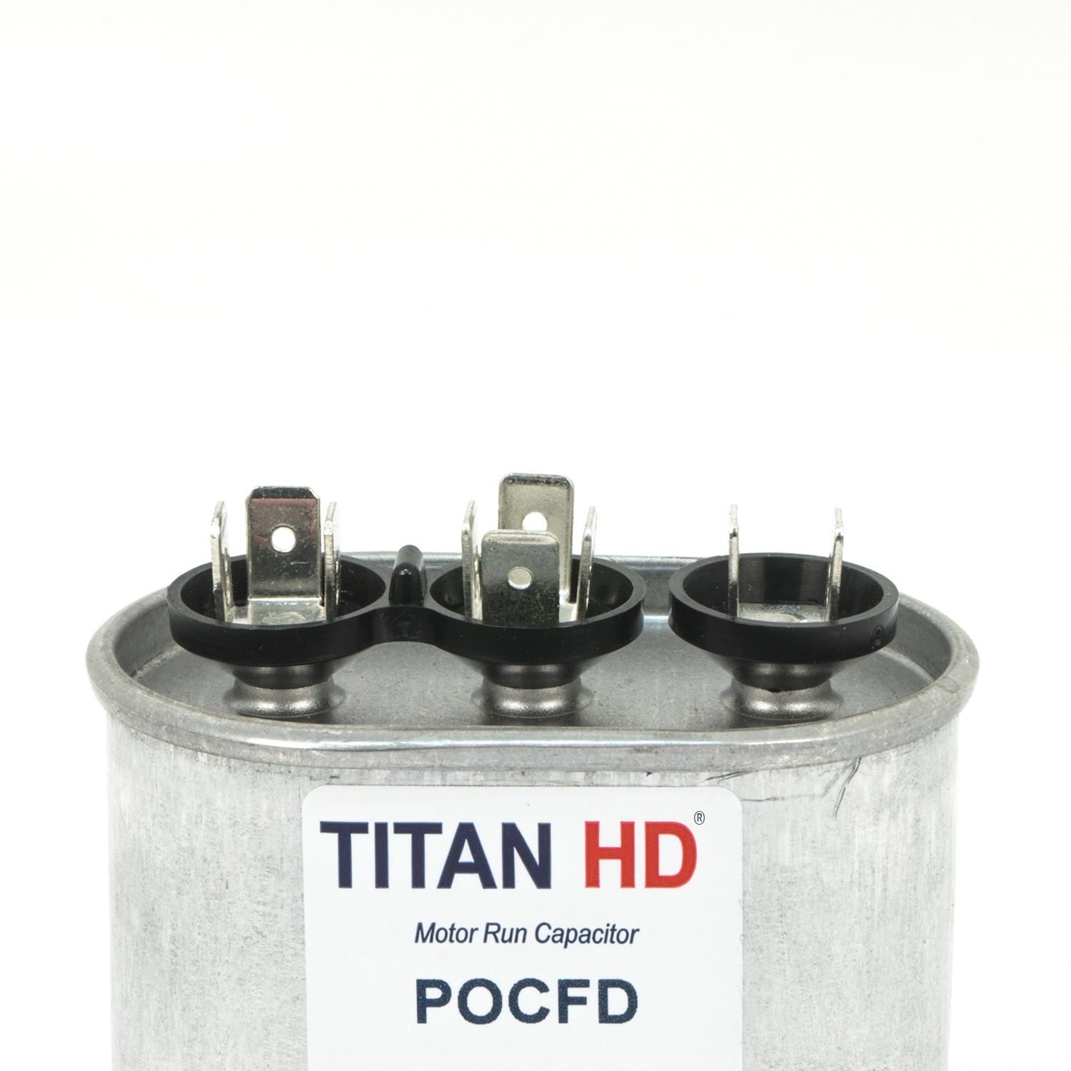 TITAN HD® POCFD3075A Motor Run Capacitor, 30+7.5 uF, 440/370 V, Oval, 2-Section