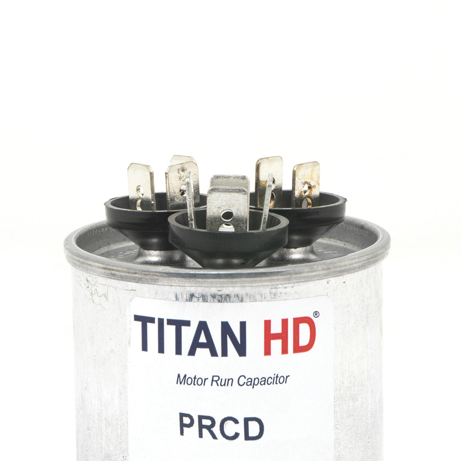 TITAN HD® PRCD805A Motor Run Capacitor, 80+5 uF, 370 V, Round, 2-Section