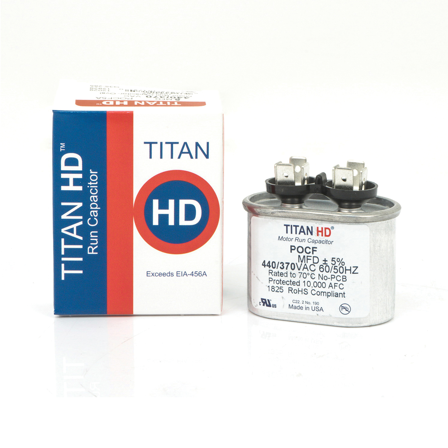 TITAN PRO® POCF6A Motor Run Capacitor, 6 uF, 370/440 V, Oval, 1-Section