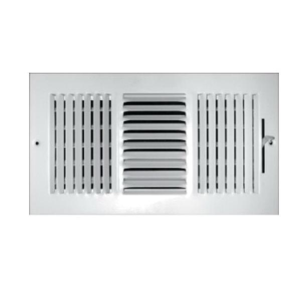 TRUaire&reg; 100 S103M 12X12 Ceiling/Sidewall Register, 12 x 12 in, 3-Way Deflection, Steel, Powder-Coated, Pristine White