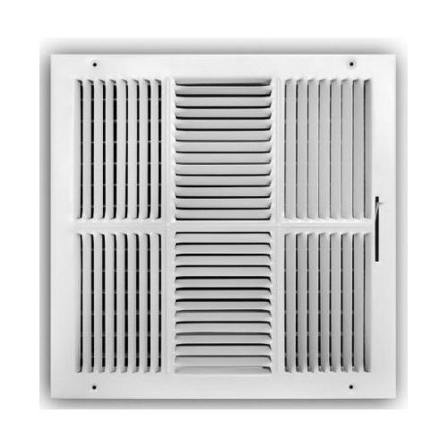 TRUaire® 104M 14X14 Sidewall/Ceiling Supply Register, 14 x 14 in, 4-Way Deflection, Steel, Powder-Coated, White