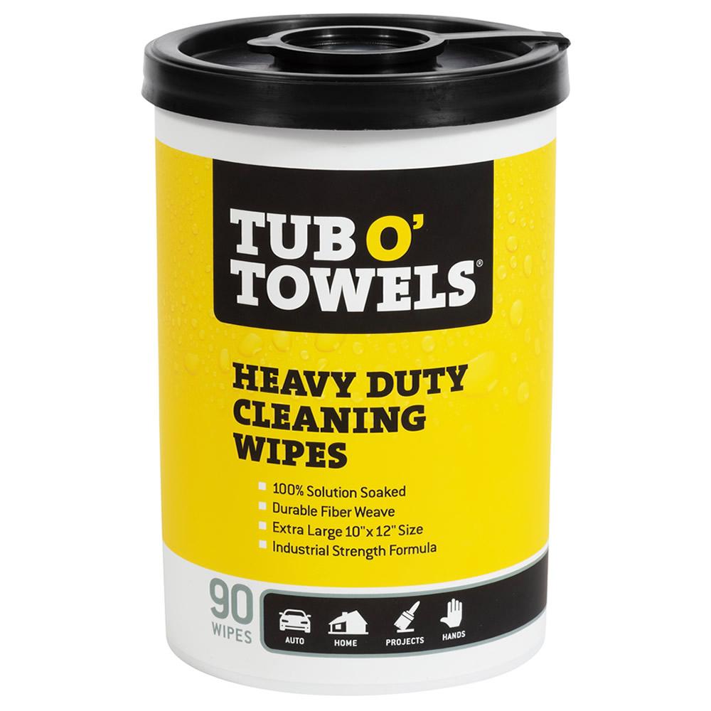 TUB O' TOWELS TW90-STK Heavy-Duty Cleaning Wipes, 12 in W, 10 in L, Light Citrus, 90 Wipes, Tub
