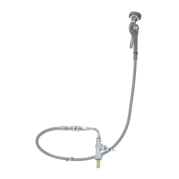 T&S Brass Single Hole Single Temperature Deck Mount Faucet, Polished Chrome Plated Brass Body