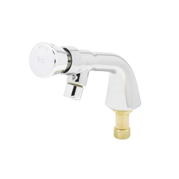 T&S Deck Mounted Slow Self-Closing Single Hole Temperature Metering Faucet, Chrome Plated