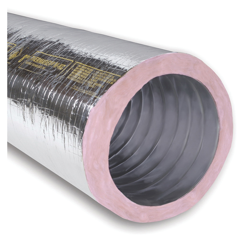 Thermaflex® Pro Series MKC08R6 Insulated Flexible Air Duct, 8 in ID Dia, 25 ft L, R6, 16 in-WC, 2 in-WC, Coated