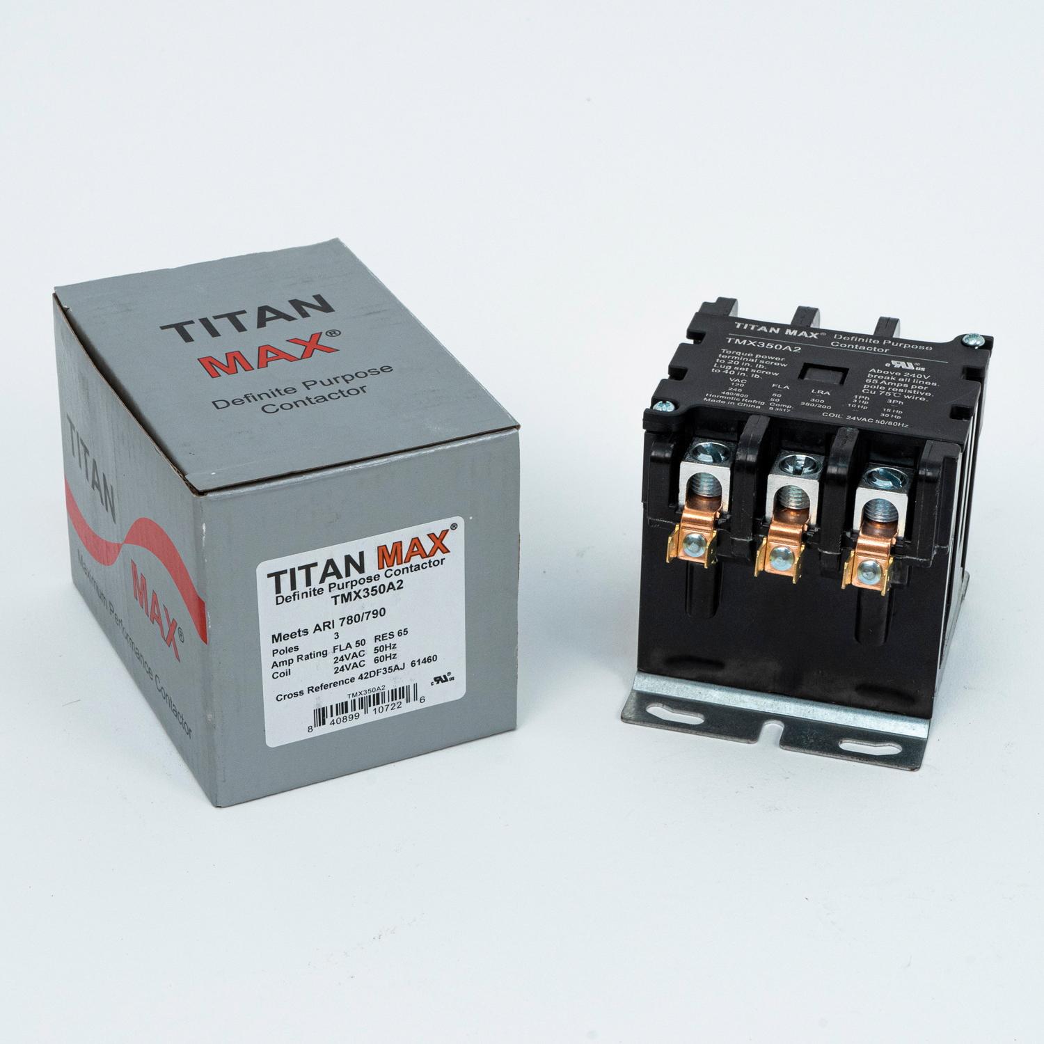 TITAN MAX® TMX350A2 Definite Purpose Contactor, 24 V Coil, 50 A, 3-Pole