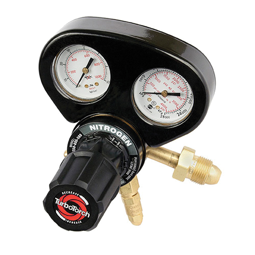 TurboTorch® D Series 0386-0857 Regulator, Nitrogen Gas, 1-Stage, 1/4 in Inlet Connection, 1/4 in Outlet Connection