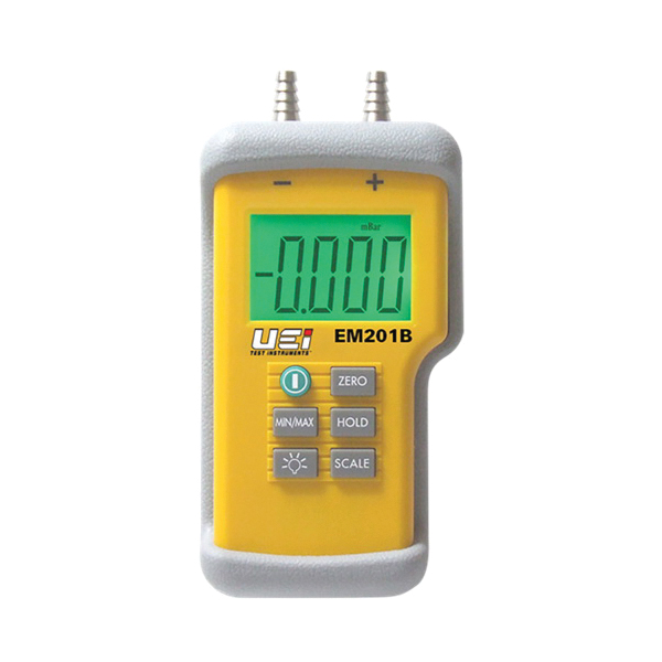 UEi TEST INSTRUMENTS™ 128594 Dual Input Differential Manometer, -60 to 60 in-WC Measuring Range, 1/4 in, 32 to 104 deg F