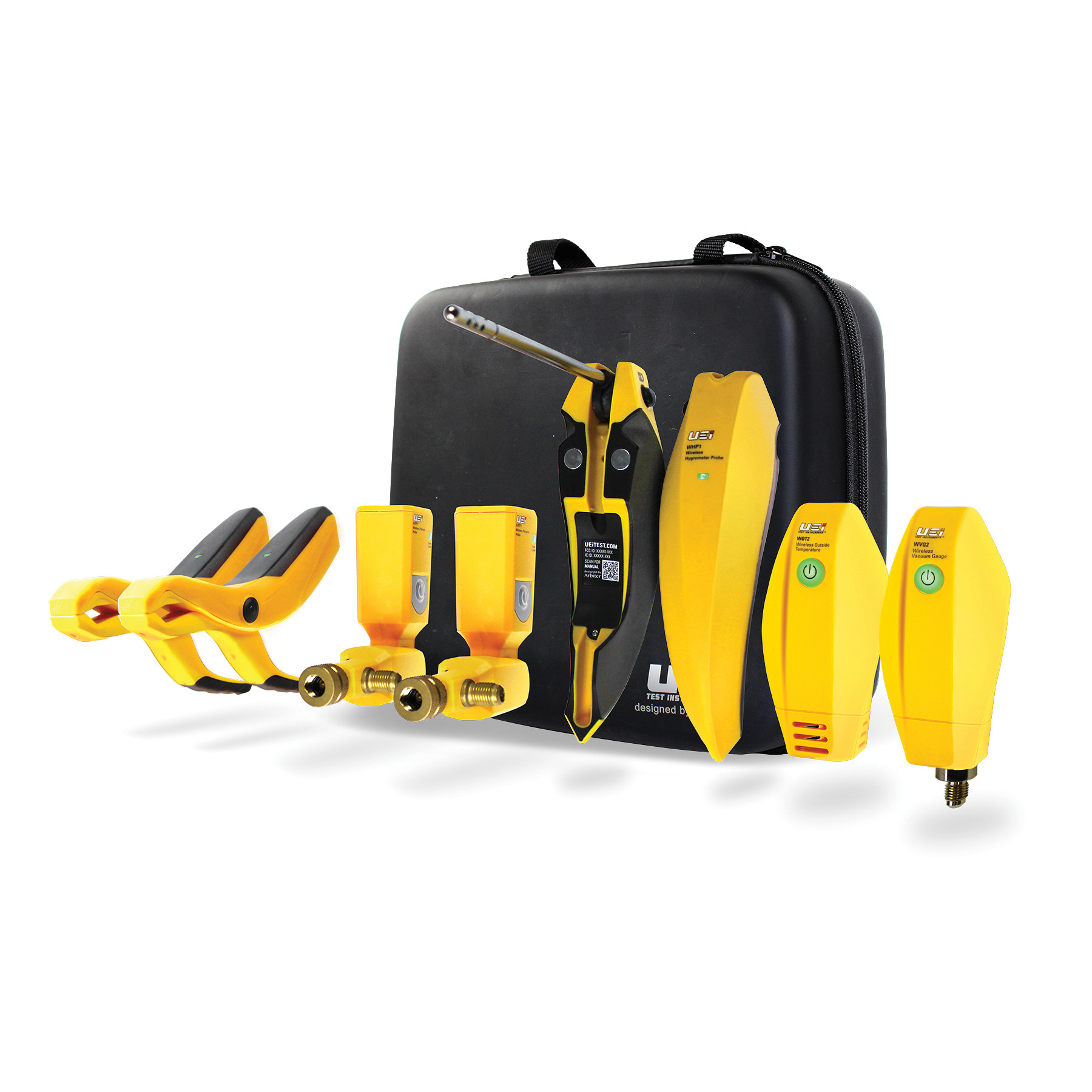 UEi Test Instruments HUB Series HUB8 Smart Refrigerant Probes Deluxe Kit, 8 Pcs (Probes), Yellow/Black