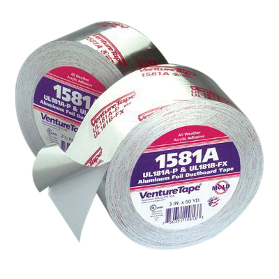 Venture Tape™ 1581A Venture Tape Foil Tape, 4 mil Thick, 3 in W, 60 yd L, Natural Aluminum, Acrylic Adhesive