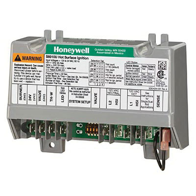 Honeywell S8910U3000 Hot Surface Ignition Control Module, 24 VAC Control, 120 VAC Igniter, 5 A at 120 VAC, 50 Hz, 60 Hz
