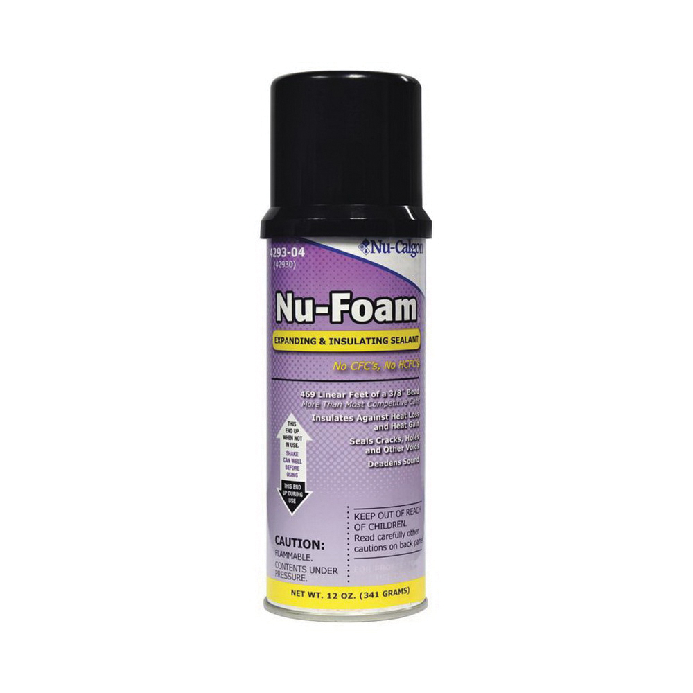 Nu-Calgon Nu-Foam 4293-04 Nu-Foam Expanding and Insulating Sealant, Amber, Light Petroleum, 12 oz, Can