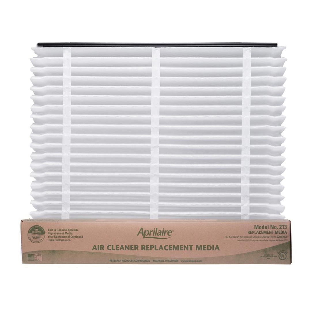 Aprilaire® 213 Replacement Media Filter, 20 in W x 25 in H x 6 in D, 13 MERV