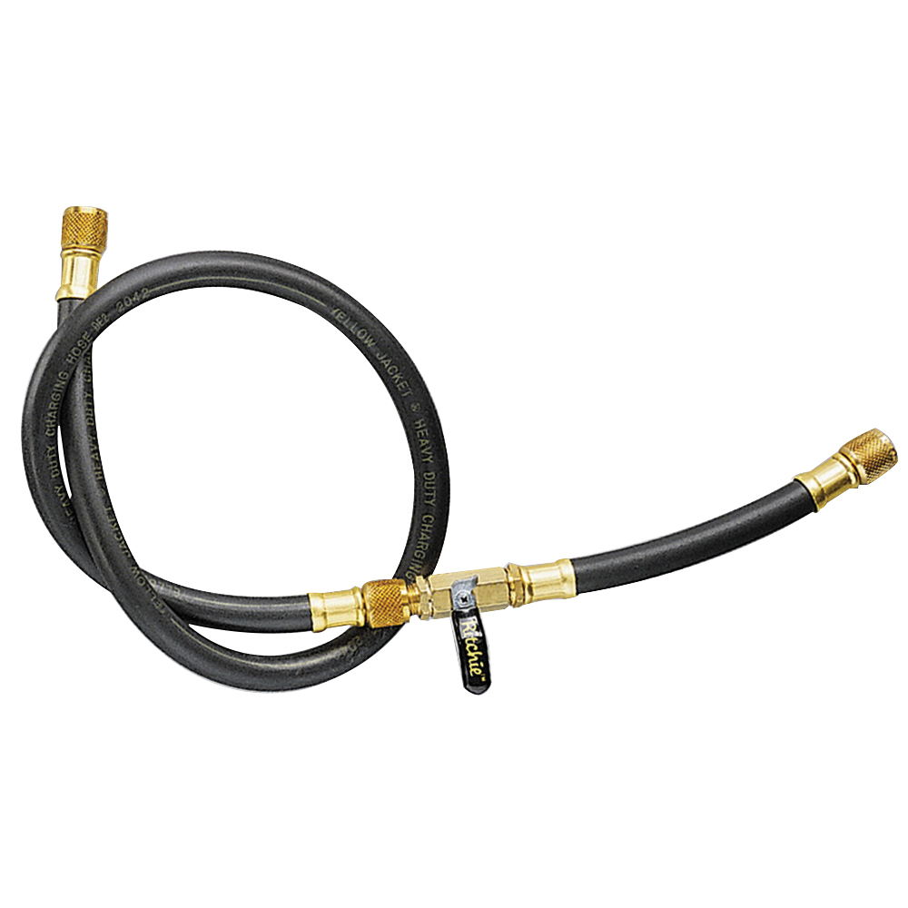 Yellow Jacket® Plus II 15660 Refrigerant Charging/High Vacuum Hose, 3/8 in Straight Flare Nominal, 60 in L, Black