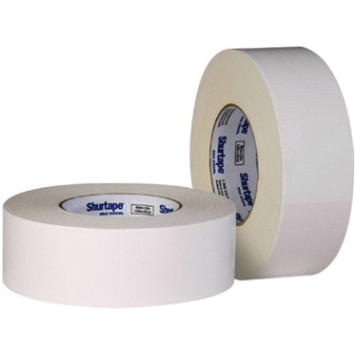 Shurtape® 203672 Duct Tape, 60 yd L, 2 in W, Polyethylene Film with Cloth Carrier Backing, White, 10 mil Thick