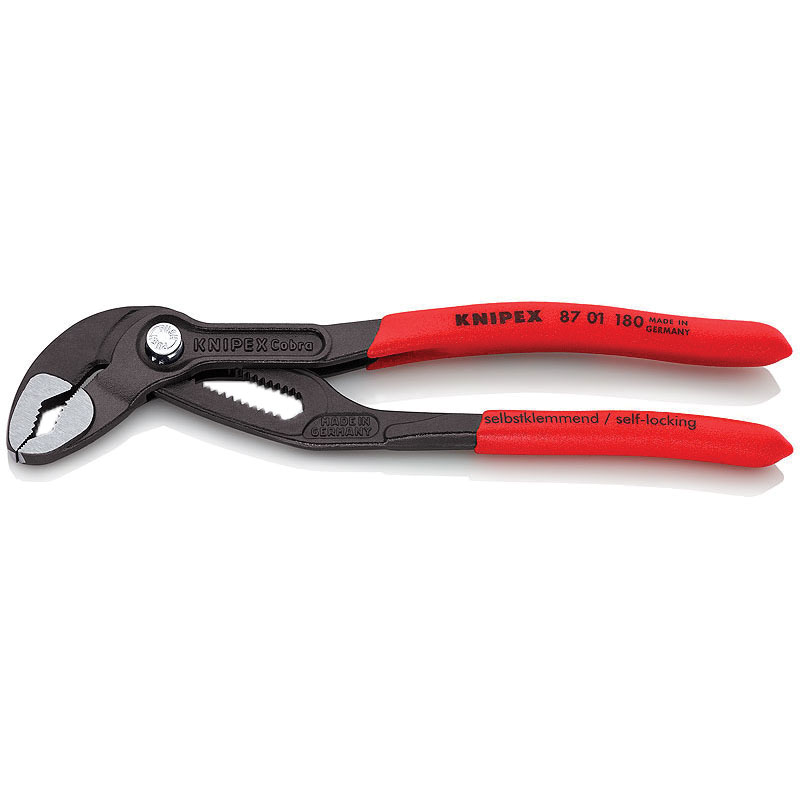KNIPEX® 87 01 180 SBA Water Pump Pliers, 7 in OAL, 42 mm Pipe, 36 mm Nut Cutting Capacity