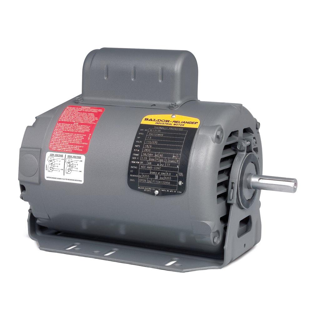 Baldor RL1304A277 Motor, 277 V, 3.6 A, 1/2 hp, 1725 rpm Speed, 1 ph -Phase, 60 Hz, Open Motor Enclosure, 56 Frame
