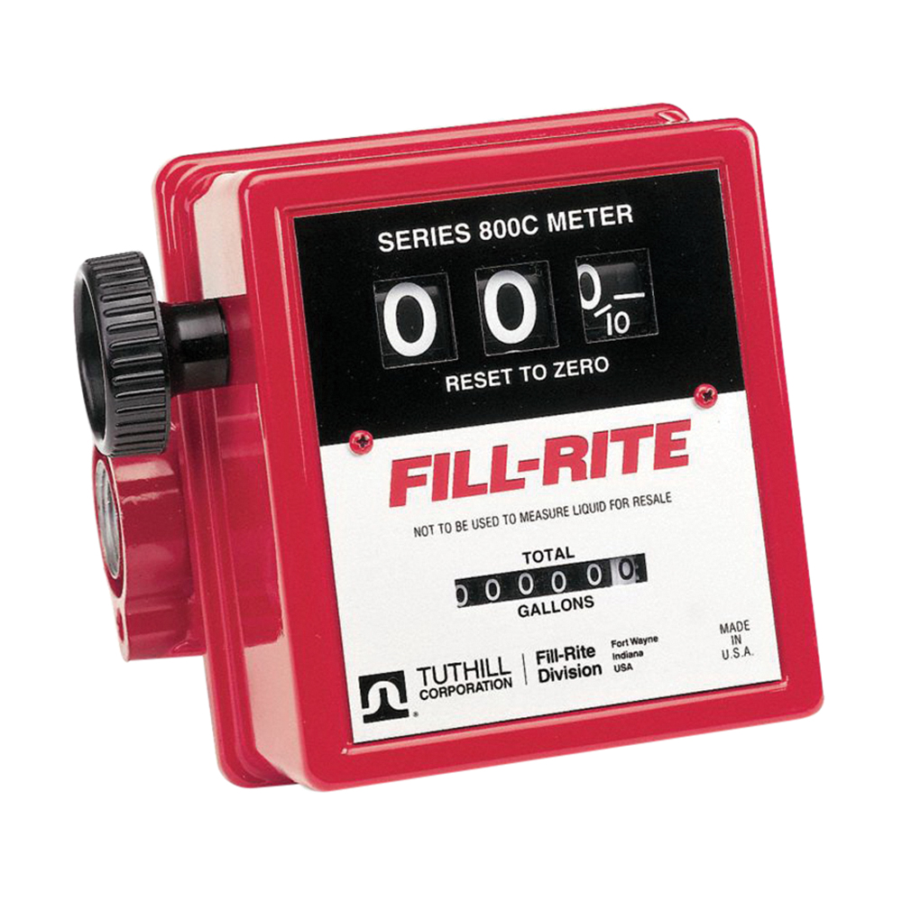 FILL-RITE® 800C Series 807CN1 Mechanical Flowmeter, 1 in Connection, +/-1 % Accuracy, Aluminum Body, -40 to 140 deg F