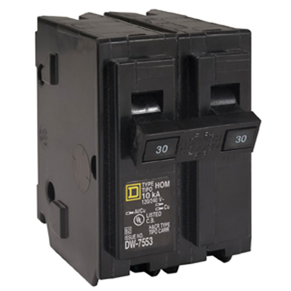 Square D Homeline HOM230 Miniature Circuit Breaker, 120/240 VAC, 30 A, 10 kA Interrupt, 2 -Pole