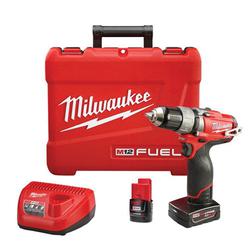 Milwaukee&reg; 2403-22 M12&trade; FUEL&trade; Compact Lightweight Cordless Drill/Driver Kit, 1/2 in Chuck, 12 VDC, 0 to 450/0 to 1700 rpm No-Load, 7-3/4 in OAL, Lithium-Ion Battery