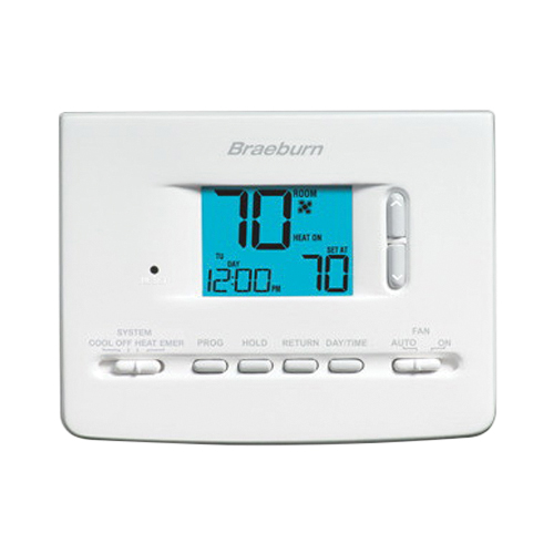 Braeburn® Economy 2220 Thermostat, 18 - 30 VAC, 3 VDC, 1 - 4 A, 7, 5-2 day Program Programmability, 2 Heat/2 Cool -Stage