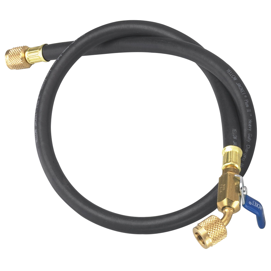 Yellow Jacket® Plus II 15412 Charging Hose, 1/4 in HCS Straight x Straight Nominal, 12 in L