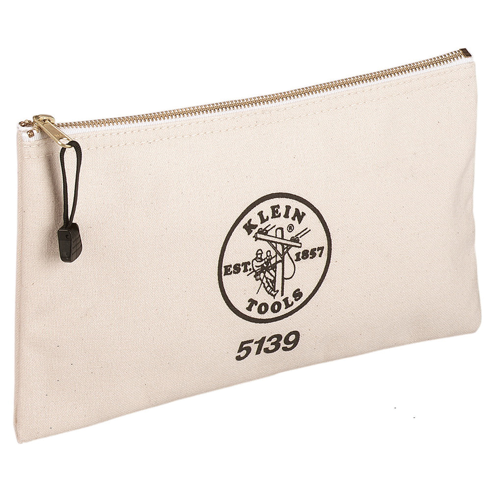 Klein® 5139 Tool Bag, 7 in H, 1 -Pocket, Zipper Closure, No. 10 Canvas, Natural