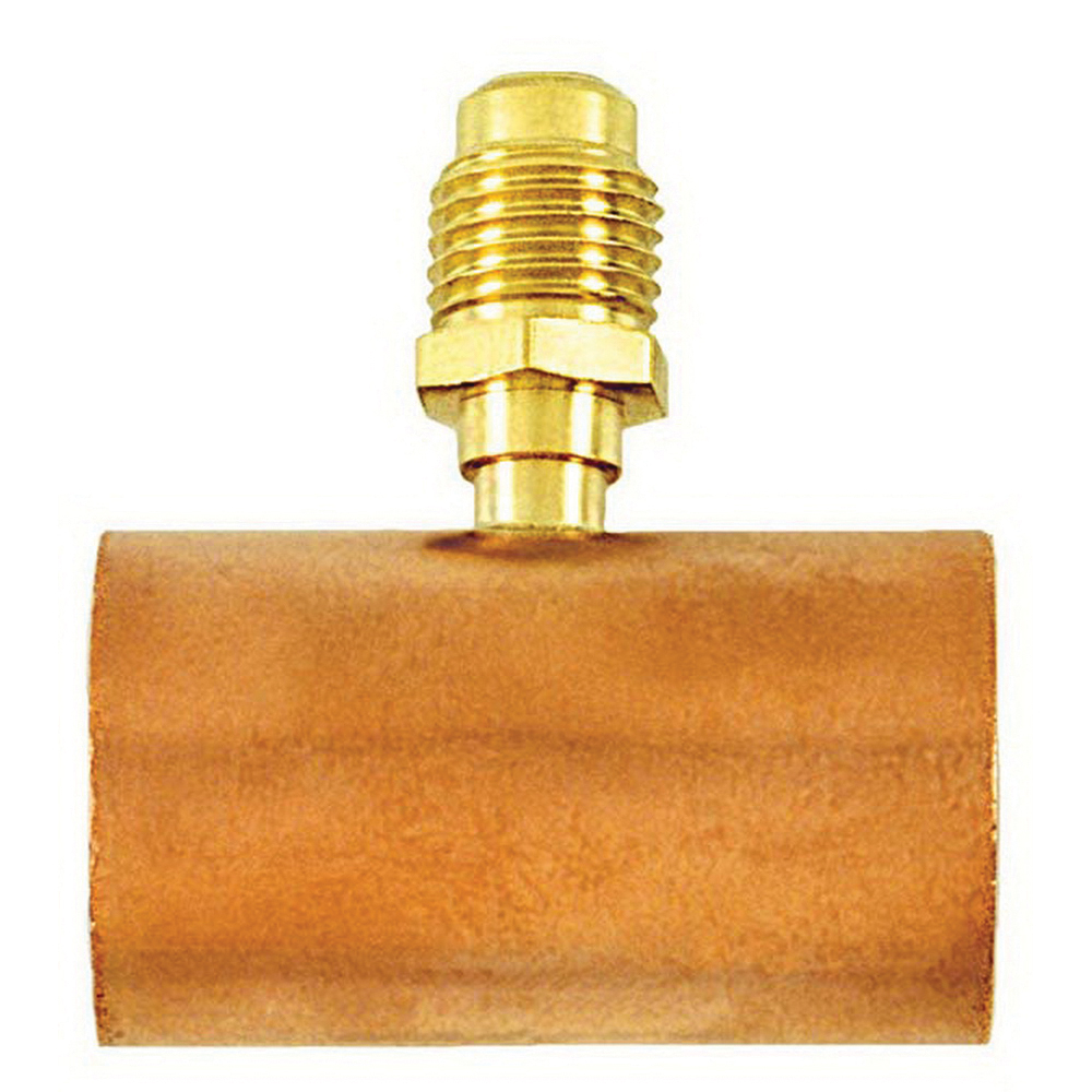 C&D Valve 84TS CD8478 Access Tee Valve, 1/4 x 7/8 in Nominal, Male Flared x Copper Tube Connection