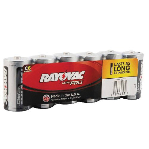 RAYOVAC® ALC-6J Ultra Pro Battery, C Size, Alkaline Battery, 7800 mAh Battery Capacity, 1.5 V Nominal