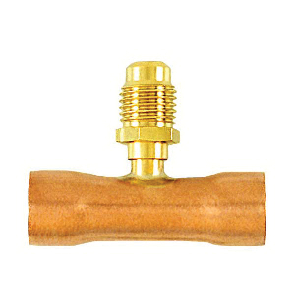C&D Valve 84TS CD8412 Access Tee Valve, 1/4 x 1/2 in Nominal, Male Flared x Copper Tube Connection