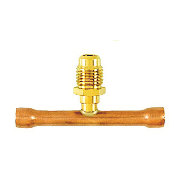 C&D Valve 84TS CD8414 Access Tee Valve, 1/4 x 1/4 in Nominal, Male Flared x Copper Tube Connection