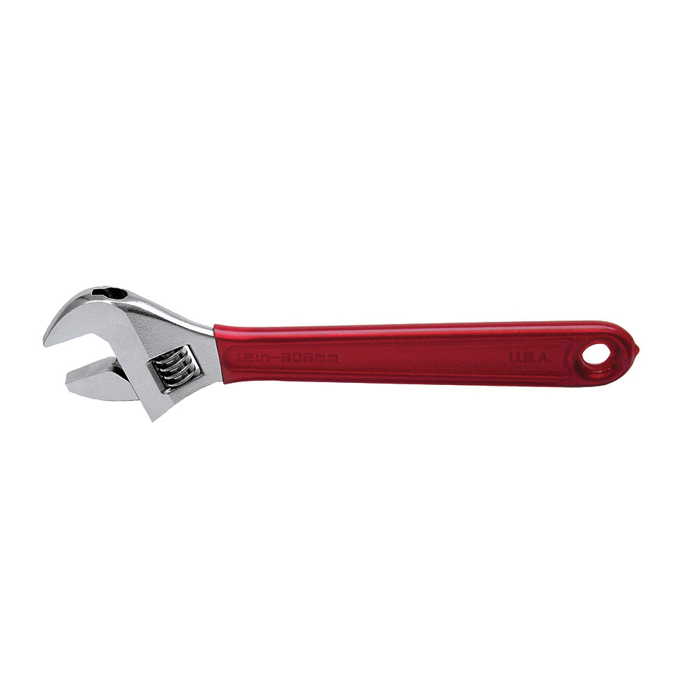 KLEIN TOOLS® D507-12 Adjustable Wrench, 12-3/8 in OAL, 1-1/2 in Jaw, Alloy Steel Jaw, High-Polished Chrome Jaw