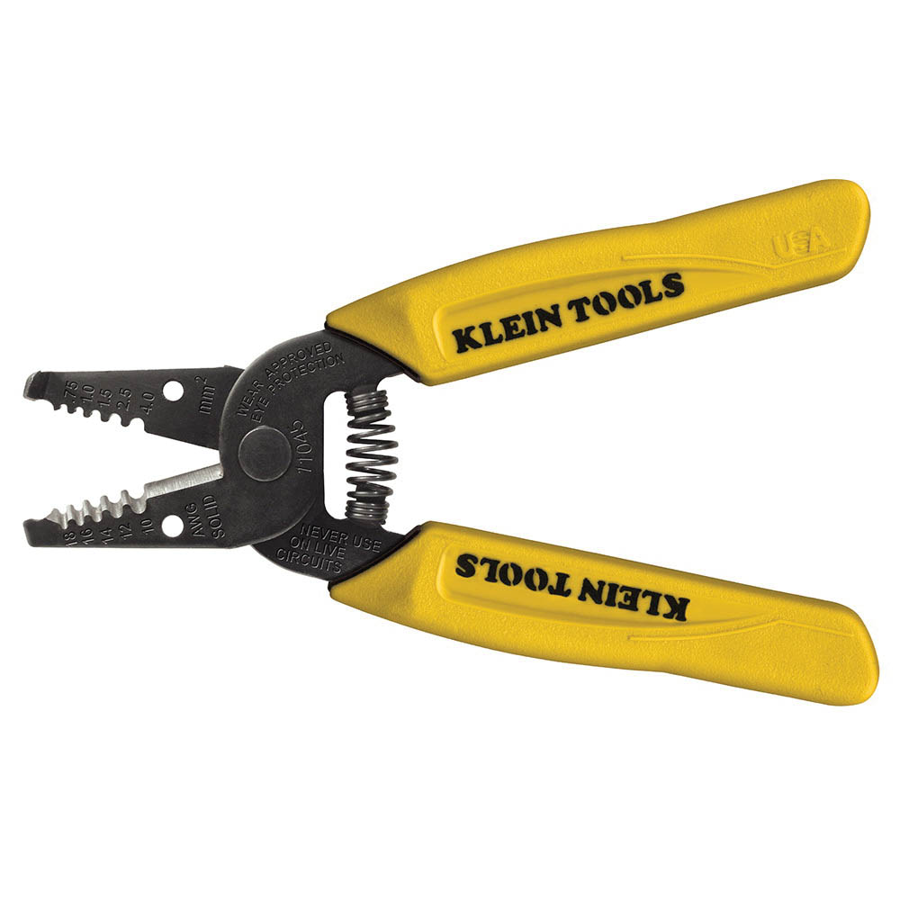 KLEIN TOOLS® 11045 Wire Stripper/Cutter, 6-1/4 in OAL, Straight Jaw, 10 to 18 AWG Solid Cable/Wire, Textured Handle