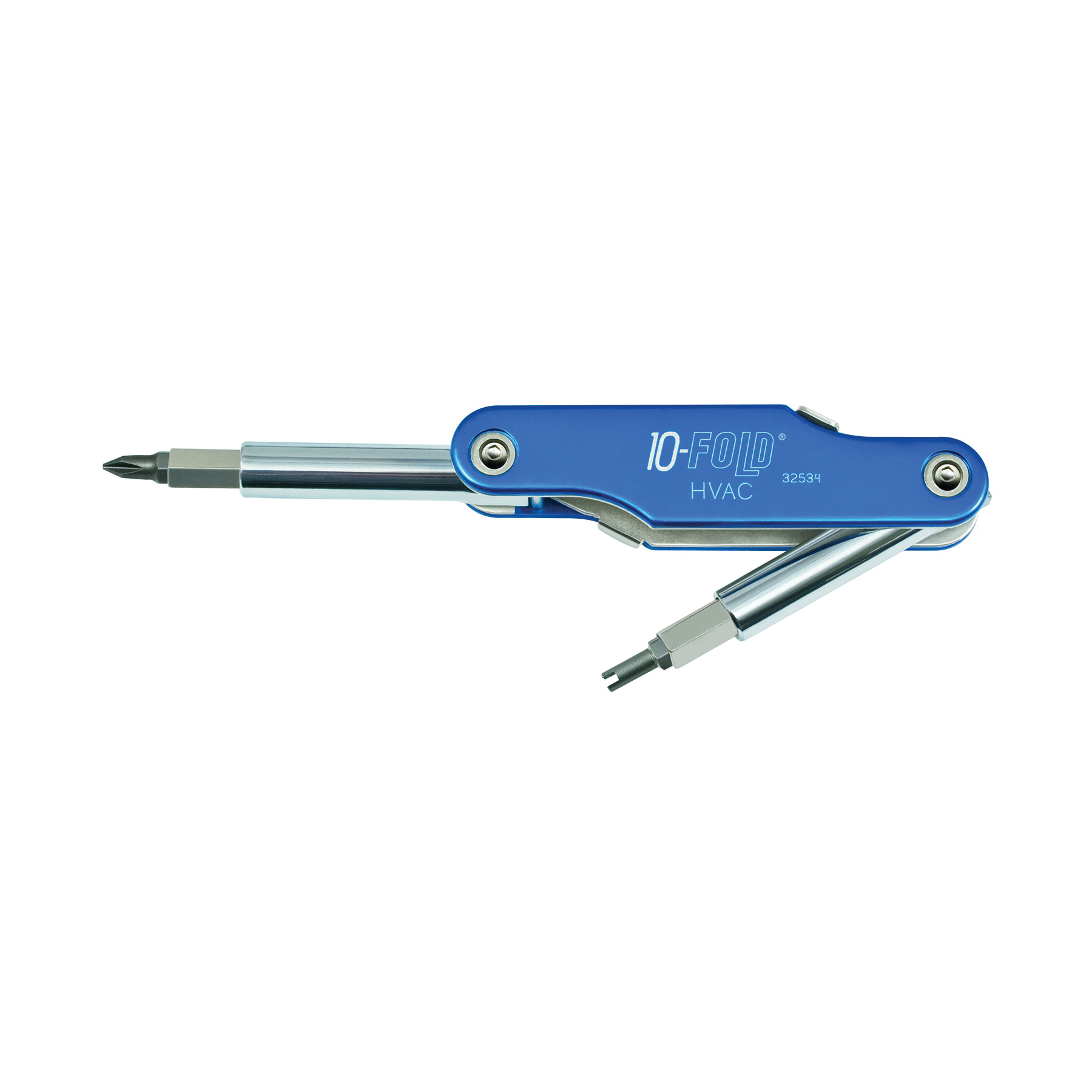 KLEIN TOOLS® Schrader, 10-Fold 32534 Screwdriver, Phillips, Square, Slotted Point, 8-3/4 in OAL