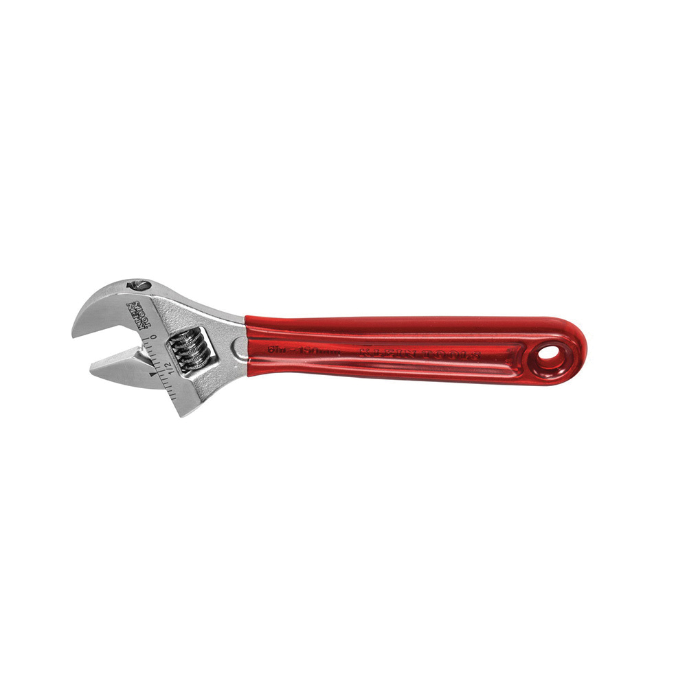 KLEIN TOOLS® D507-6 Adjustable Wrench, 6-1/2 in OAL, 15/16 in Jaw, Alloy Steel Jaw, High-Polished Chrome Jaw