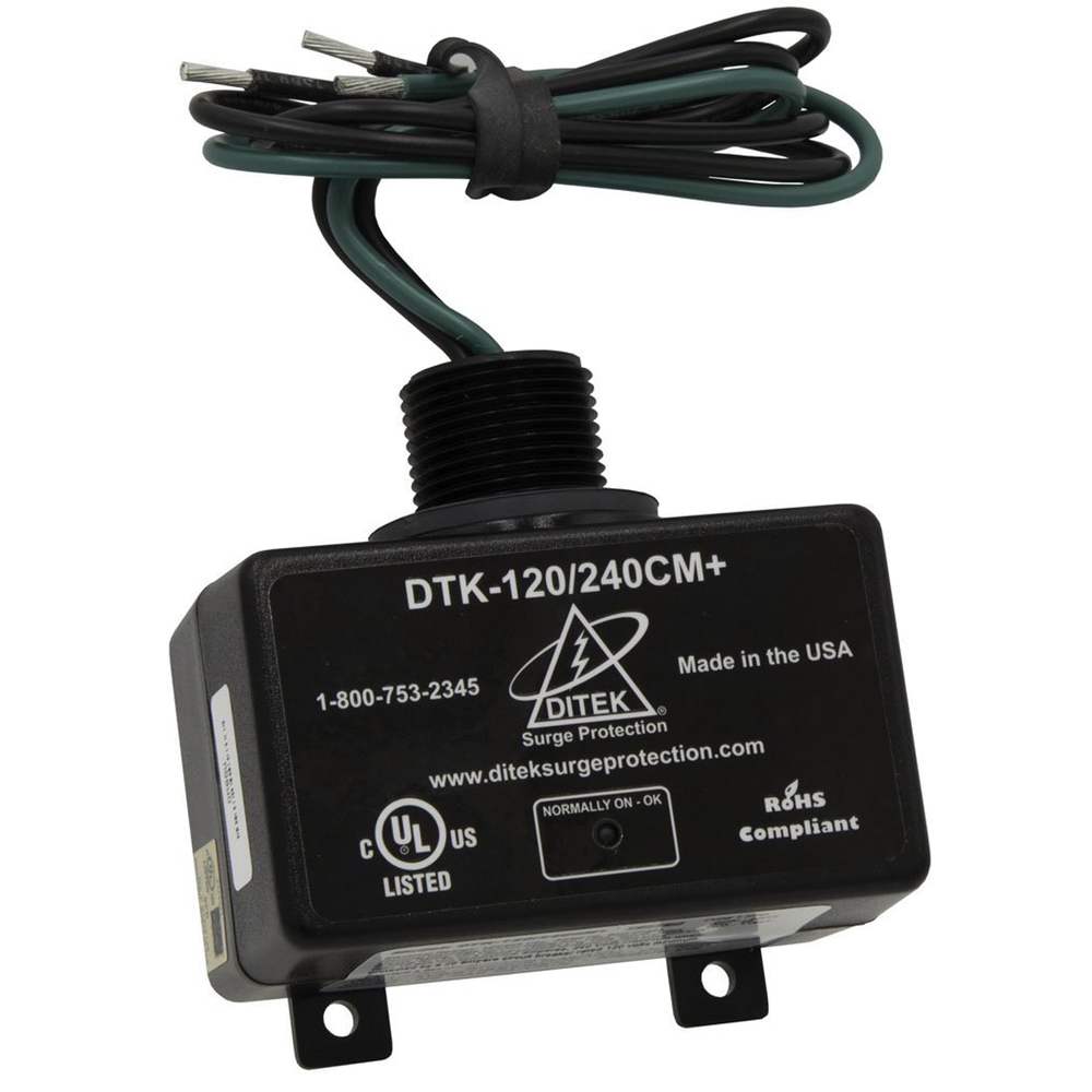 DITEK® DTK-120/240CM+ Surge Protection Device, 120/240 VAC, 50000 A, 3/4 Inch NPT Parallel Wired Terminal