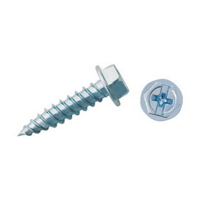 Duro Dyne® Super Saber 14171 Self Piercing Screw, #10 Thread, 1 in OAL, Hexagonal Head, 1/4 in Drive, Slotted Drive